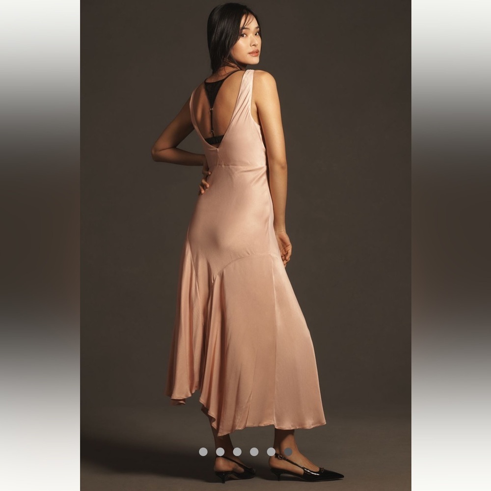 Anthropologie NWT Cowl-Neck Asymmetrical Twofer Slip Dress size L. - Picture 7 of 10